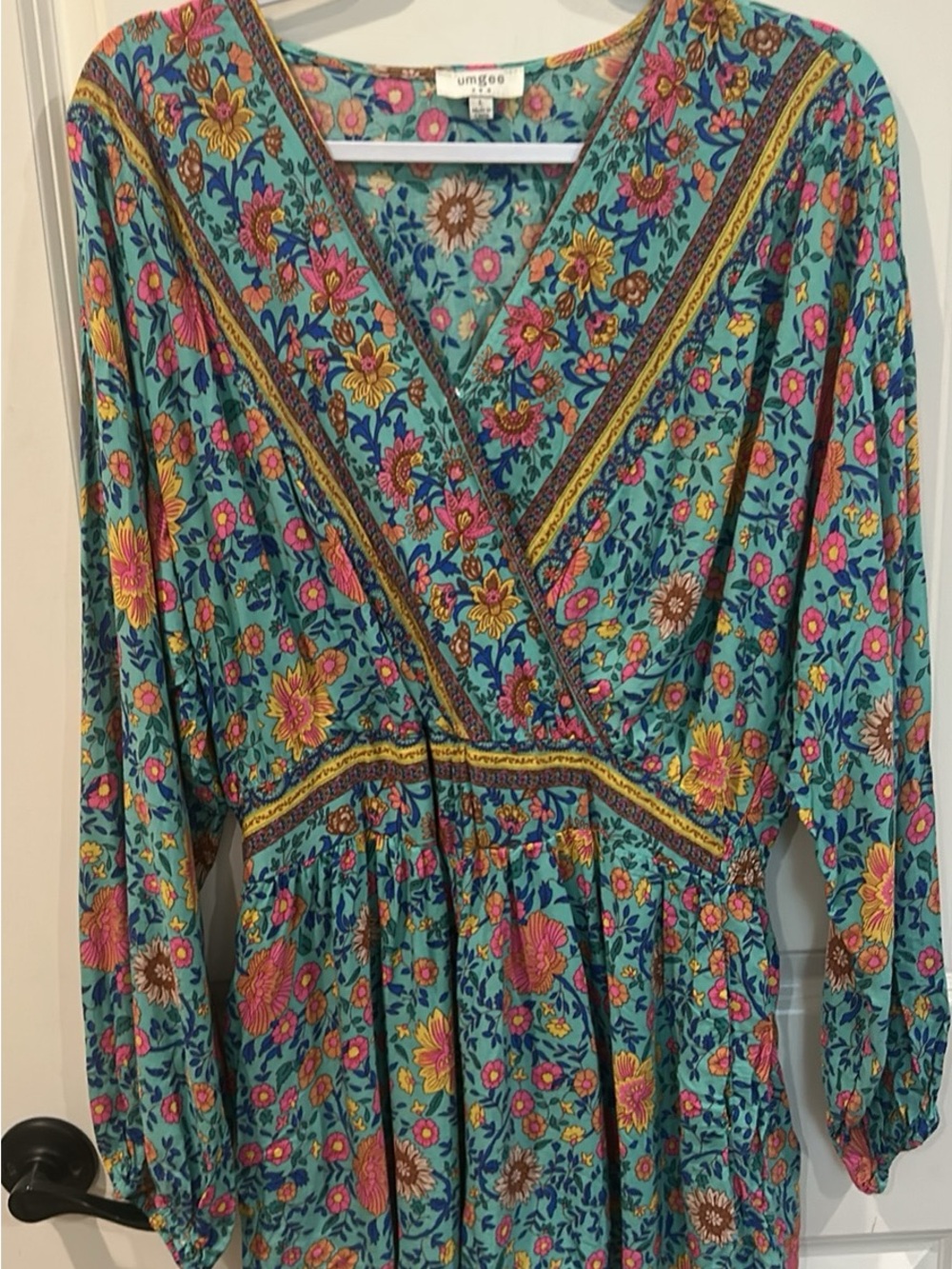 Umgee Teal Floral Wrap Romper